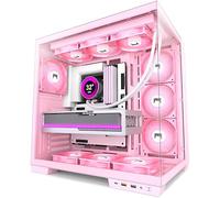 HYXN H1 ATX PC Case-Pre-Installed 7 PWM ARGB Fans, Dual Chamber Mid-Tower Gaming PC Case, with Type-C, Simultaneous Installation of 2x 360mm Radiators, Black (Pink, H1)