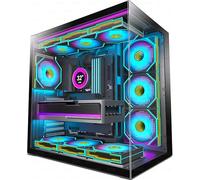 HYXN H1 ATX PC Case-Pre-Installed with 7 Infinity Mirror PWM ARGB Fans - Dual Cavity Mid-Tower PC Gaming Case - with Type-C 3.2-360mm Radiator Support (Black-M, H1)