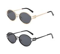 HYYZZC 1-2PCS Fashion Sunglasses Retro Small Frame Woman Man Metal Cat Eye Glasses Shades UV Protection Sun Glasses with,BLS3623,C1C2