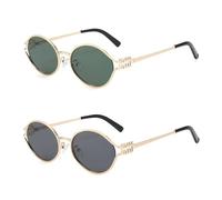 HYYZZC 1-2PCS Fashion Sunglasses Retro Small Frame Woman Man Metal Cat Eye Glasses Shades UV Protection Sun Glasses with,BLS3623,C2C3