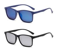 HYYZZC 1/2PCS Men's Polarized Sunglasses Classic Sports Glasses Fashion Simple Driving Sun Protection,2PCSBlueBlackSilver