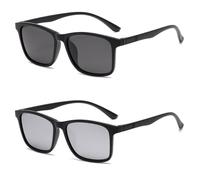 HYYZZC 1/2PCS Men's Polarized Sunglasses Classic Sports Glasses Fashion Simple Driving Sun Protection,2PCSBlackBlackSilver