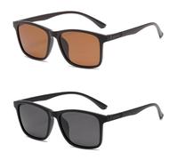 HYYZZC 1/2PCS Men's Polarized Sunglasses Classic Sports Glasses Fashion Simple Driving Sun Protection,2PCSBrownBlack