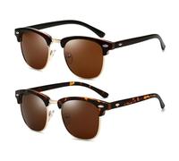 HYYZZC 1-2PCS Sunglasses Men Eye Sun Glasses Women Semi Rimless Classic UV400,leopard brown,1PC