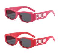 HYYZZC 2PCS Small Frame Letter Sunglasses Punk Trend Runway,2PCSRoseRed