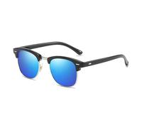 HYYZZC Classic Half Frame Polarized Sunglasses Men Women Retro Rivet Small Sun Glasses Male Popular Black Anti Glare Travelling Shades,black blue,1PC