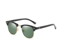 HYYZZC Classic Half Frame Polarized Sunglasses Men Women Retro Rivet Small Sun Glasses Male Popular Black Anti Glare Travelling Shades,Black Dark Green,1PC