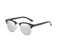 HYYZZC Classic Half Frame Polarized Sunglasses Men Women Retro Rivet Small Sun Glasses Male Popular Black Anti Glare Travelling Shades,Black Silver,1PC