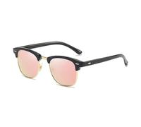 HYYZZC Classic Half Frame Polarized Sunglasses Men Women Retro Rivet Small Sun Glasses Male Popular Black Anti Glare Travelling Shades,black pink,1PC