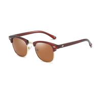 HYYZZC Classic Half Frame Polarized Sunglasses Men Women Retro Rivet Small Sun Glasses Male Popular Black Anti Glare Travelling Shades,Tea Tea,1PC