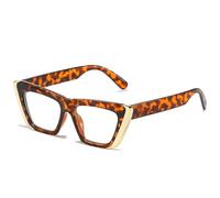 HYYZZC Classic Sunglasses Women For Men Fashion Vintage Trending Sun Glasses Punk Cat Eye Shades UV400,Yellow Leopard Clear