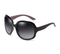 HYYZZC Elegant Polarized Oversized Round Sunglasses Women Simple Fashion Big Plastic Ladies Sun Glasses UV400,Purple Grey