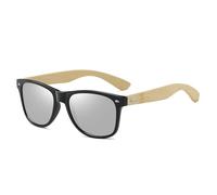 HYYZZC Fashion Bamboo Wood Vintage Sunglasses Men Women Sun Glasses Wooden Driving Fishing UV400 Eyewear,1502Z(Silver Mirror)