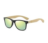 HYYZZC Fashion Bamboo Wood Vintage Sunglasses Men Women Sun Glasses Wooden Driving Fishing UV400 Eyewear,1502Z(Gold Mirror)