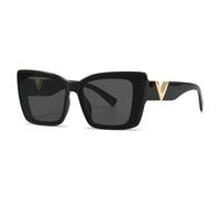 HYYZZC Fashion Cat Eye Sunglasses Vintage Black Oversized Ladies Sunglasses Eyewear UV400,C1