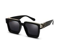 HYYZZC Fashion Classic Luxury Oversized Square Sunglasses Women Men Shield Big Frame Sun Glasses For Female UV400,Black Gray,One size