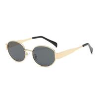HYYZZC Fashion Metal Oval Women Sunglasses Punk Sunglass Men Outdoor Driving Travel Eyeglasses Ladies UV400,Gold Gray,1PC