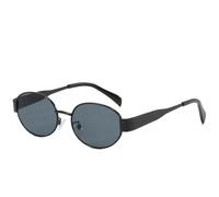 HYYZZC Fashion Metal Oval Women Sunglasses Punk Sunglass Men Outdoor Driving Travel Eyeglasses Ladies UV400,black gray,1PC