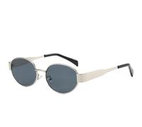 HYYZZC Fashion Metal Oval Women Sunglasses Punk Sunglass Men Outdoor Driving Travel Eyeglasses Ladies UV400,Silver Blue,1PC