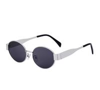 HYYZZC Fashion Metal Oval Women Sunglasses Punk Sunglass Men Outdoor Driving Travel Eyeglasses Ladies UV400,Silver Gray,1PC