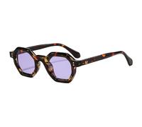 HYYZZC Fashion Polygon Small Square Women Sunglasses Retro Rivets Men Leopard Blue Shades UV400 Trending Sun Glasses,Leopard purple,One size