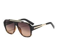 HYYZZC Fashion Rivets Square Women Sunglasses Shades UV400 Retro Trending Gradient Men Punk Yellow Sun Glasses,Black leopard tea,One size