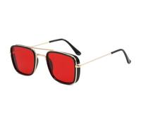 HYYZZC Fashion Sunglasses Metal Small Frame Version Glasses Retro UV Protection,Red