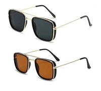 HYYZZC Fashion Sunglasses Metal Small Frame Version Glasses Retro UV Protection,yellow