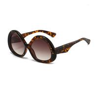 HYYZZC Fashion Triangle Oval Women Sunglasses Vintage Pattern Men Punk Gradient Shades UV400 Sun Glasses,Leopard tea gradient,One size