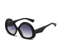 HYYZZC Fashion Triangle Oval Women Sunglasses Vintage Pattern Men Punk Gradient Shades UV400 Sun Glasses,Black gray gradient,One size