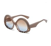 HYYZZC Fashion Triangle Oval Women Sunglasses Vintage Pattern Men Punk Gradient Shades UV400 Sun Glasses,Khaki tea blue,One size