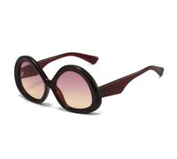HYYZZC Fashion Triangle Oval Women Sunglasses Vintage Pattern Men Punk Gradient Shades UV400 Sun Glasses,Brown purple pink,One size
