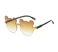 HYYZZC Kids Cute Bear Sunglasses Cartoon for Boy Girl Children Rimless Sun Glasses UV400 Outdoor,goldgrey
