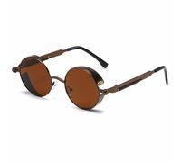 HYYZZC Metal Steampunk Sunglasses Men Women Fashion Round Glasses Vintage Sun Glasses,Tea,1 pcs