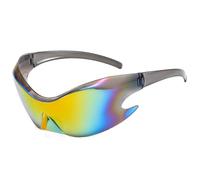 HYYZZC One-piece Sun Glasses Y2K Wrap Around Steampunk Shades Punk Sports Sunglasses For Women Men UV400 Eyewear,Mirrored Red
