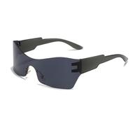 HYYZZC One-piece Sun Glasses Y2K Wrap Around Steampunk Shades Punk Sports Sunglasses For Women Men UV400 Eyewear,A,Black