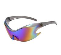 HYYZZC One-piece Sun Glasses Y2K Wrap Around Steampunk Shades Punk Sports Sunglasses For Women Men UV400 Eyewear,mirrored green