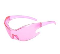 HYYZZC One-piece Sun Glasses Y2K Wrap Around Steampunk Shades Punk Sports Sunglasses For Women Men UV400 Eyewear,Pink
