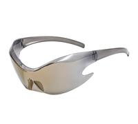 HYYZZC One-piece Sun Glasses Y2K Wrap Around Steampunk Shades Punk Sports Sunglasses For Women Men UV400 Eyewear,Mirrored Gold
