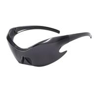 HYYZZC One-piece Sun Glasses Y2K Wrap Around Steampunk Shades Punk Sports Sunglasses For Women Men UV400 Eyewear,black gray