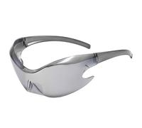HYYZZC One-piece Sun Glasses Y2K Wrap Around Steampunk Shades Punk Sports Sunglasses For Women Men UV400 Eyewear,Mirrored White