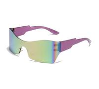 HYYZZC One-piece Sun Glasses Y2K Wrap Around Steampunk Shades Punk Sports Sunglasses For Women Men UV400 Eyewear,A,Pink