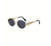 HYYZZC Oval Sunglasses for Women Men Trendy Metal Frame Sun Glasses Classic Shades, grey