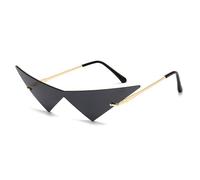 HYYZZC Oversized Triangle One Piece Women Sunglasses Vintage Rimless Clear Ocean Lens Eyewear Fashion Men Cat Eye Sun Glasses,Golden gray,One size