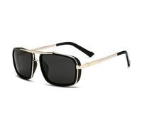 HYYZZC Polarized Punk Sunglasses Men Vintage Fashion Steampunk Sun Glasses Male Driving Googles Summer Travelling Shades UV400,Gold Gray