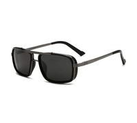 HYYZZC Polarized Punk Sunglasses Men Vintage Fashion Steampunk Sun Glasses Male Driving Googles Summer Travelling Shades UV400,Gun Gray