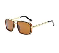 HYYZZC Polarized Punk Sunglasses Men Vintage Fashion Steampunk Sun Glasses Male Driving Googles Summer Travelling Shades UV400,gold tea