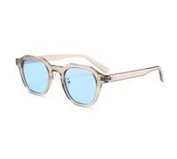 HYYZZC Polarized Sun Glasses for Women Mens Polygon Vintage Sunglasses with Thick Frame Retro Eyewear,brown with blue