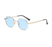 HYYZZC Polygon Metal Sunglasses Vintage Frame For Women Men Sun Glasses Mirror Uv400,blue,1PC