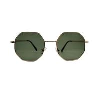 HYYZZC Polygon Metal Sunglasses Vintage Frame For Women Men Sun Glasses Mirror Uv400,Gold Green,1PC